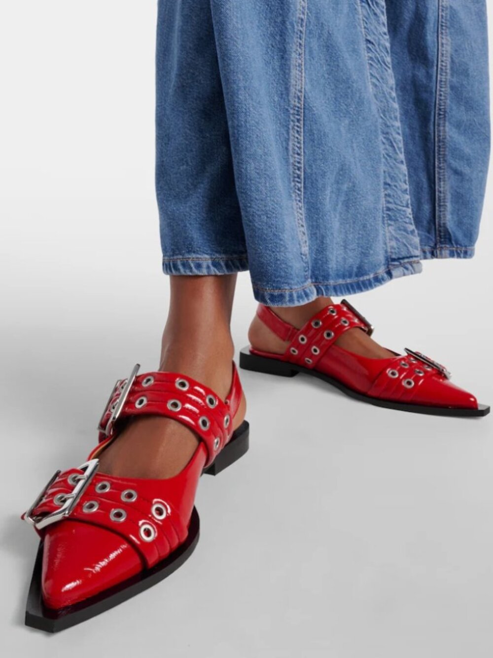 Ganni Red Patent Flats "NEW"